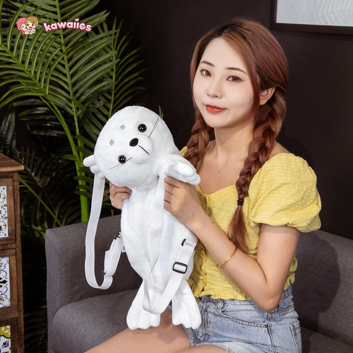 Baby White Seal Plush Backpack-Kawaii Dream