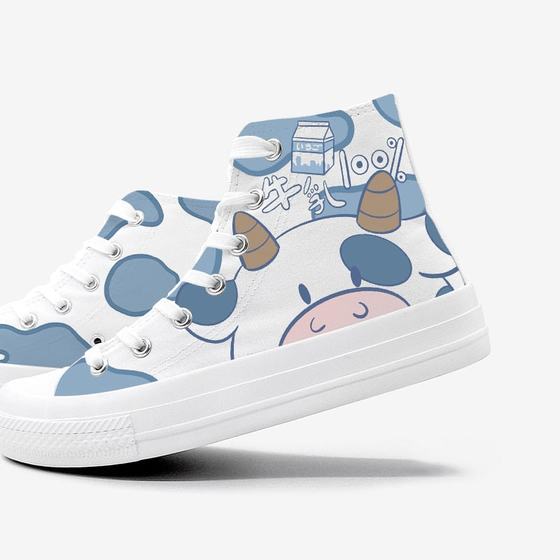 Blue Kawaii Cow Women's Sneakers Trainers-Kawaii Dream