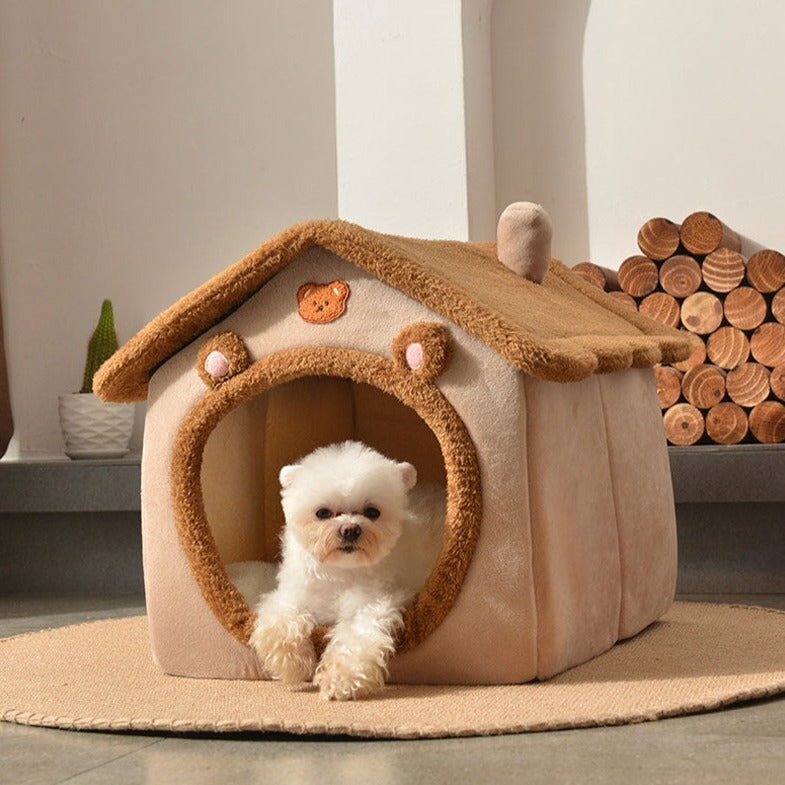 Brown Bear Soft Cat Dog Pet House Kennel-Kawaii Dream