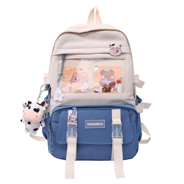 Canvas Kekemi Bear Friends Backpack-Kawaii Dream
