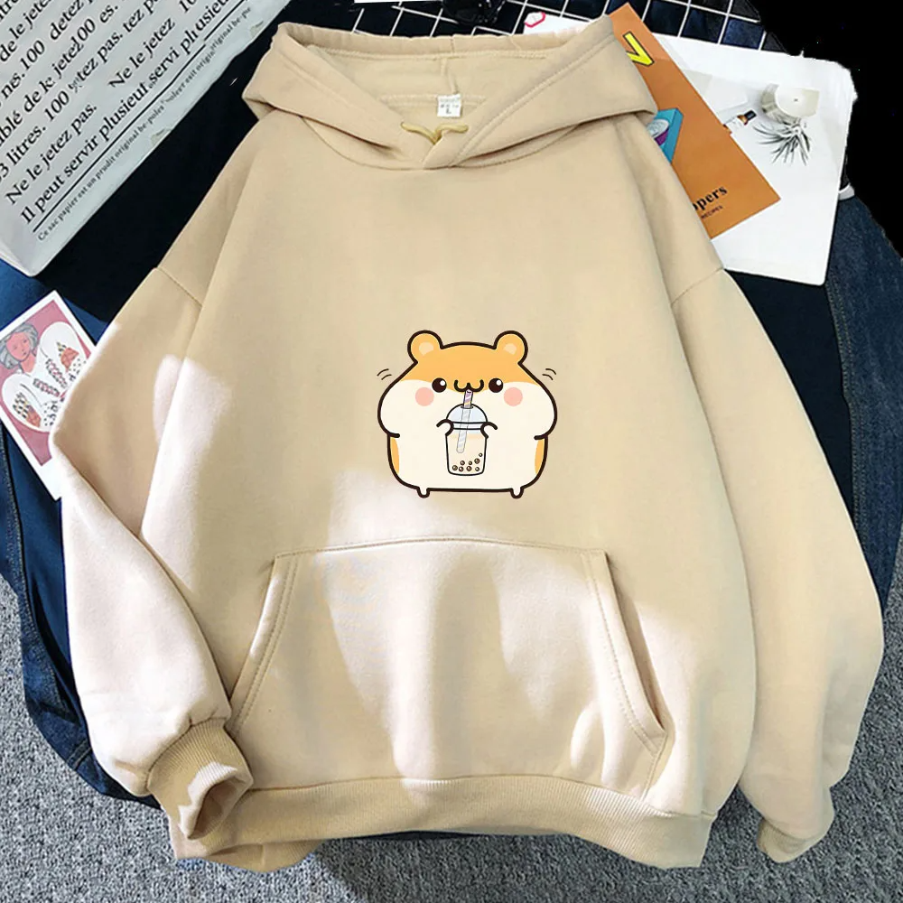 Chubby Hamster Drinking Bubble Tea Unisex Hoodie-Kawaii Dream