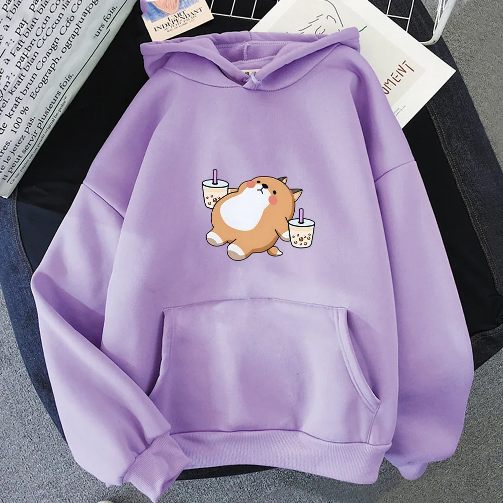 Chubby Shiba Inu Bubble Tea Unisex Hoodie-Kawaii Dream