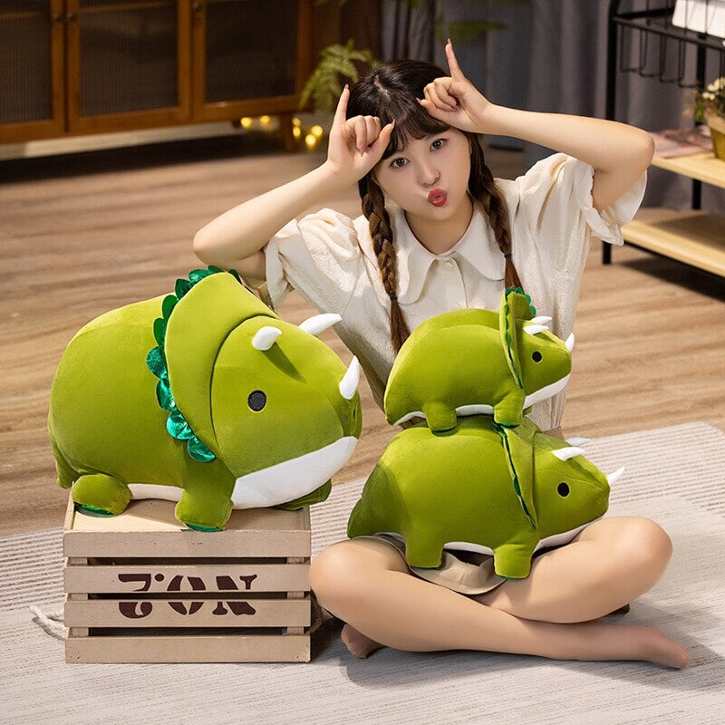 Chunky Kawaii Dinosaur Triceratops Stegosaurus Plushies-Kawaii Dream