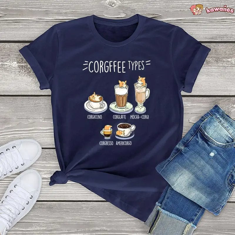 Corgi Corgfee Type Dog Tee-Kawaii Dream