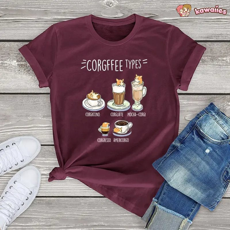 Corgi Corgfee Type Dog Tee-Kawaii Dream