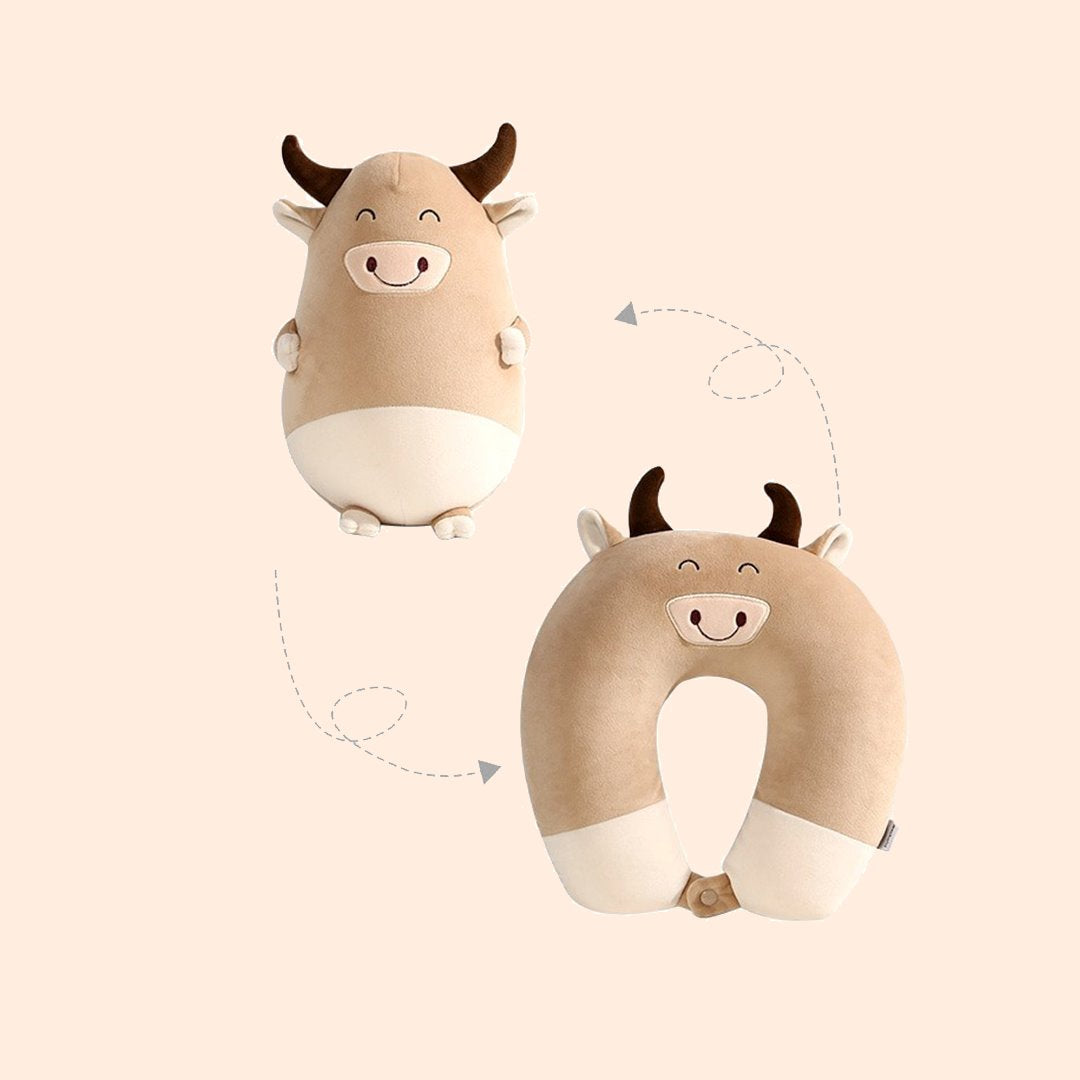Cows 2-in-1 Travel Neck Support Pillow & Plushie-Kawaii Dream
