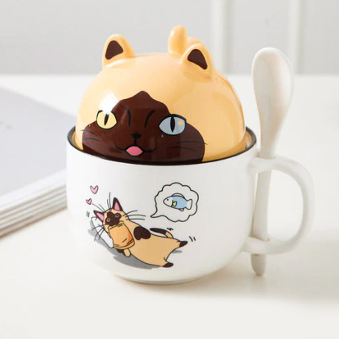 Cute Cartoon Ceramic Cat Cup | LIMITED STOCK-Kawaii Dream