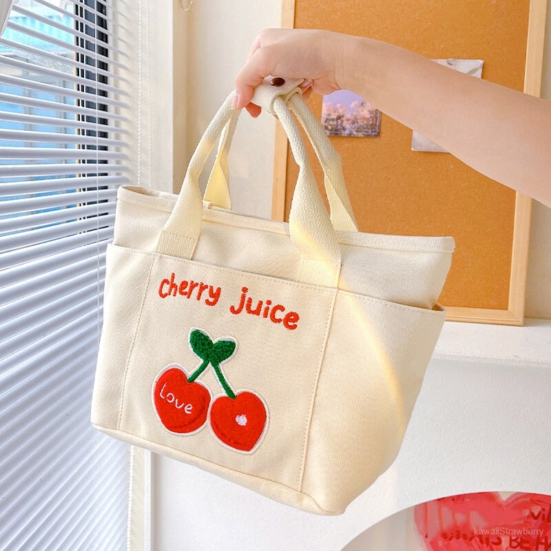 Cute Cherry & Bunny Canvas Lunch Bags-Kawaii Dream
