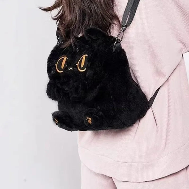 Cute Fluffy Moon Black Cat Plush Bag-Kawaii Dream