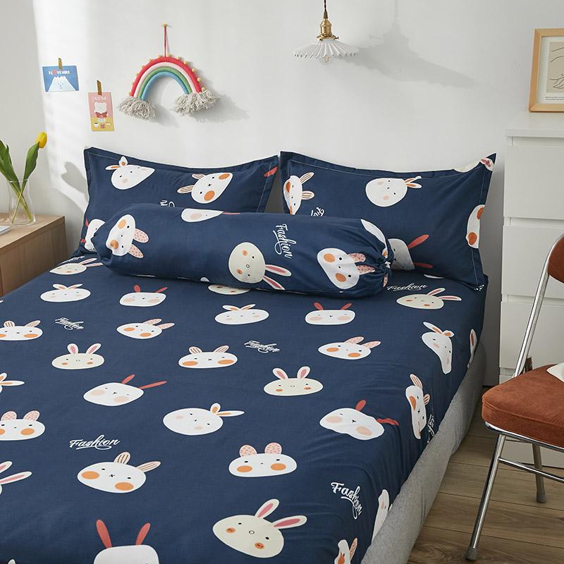 Cute Navy Blue Bunny Fitted Bedsheet - Limited Stock-Kawaii Dream