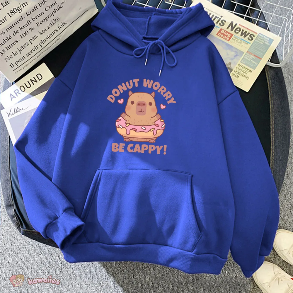 Don't Worry Be Cappy Capybara Donut Unisex Hoodie-Kawaii Dream