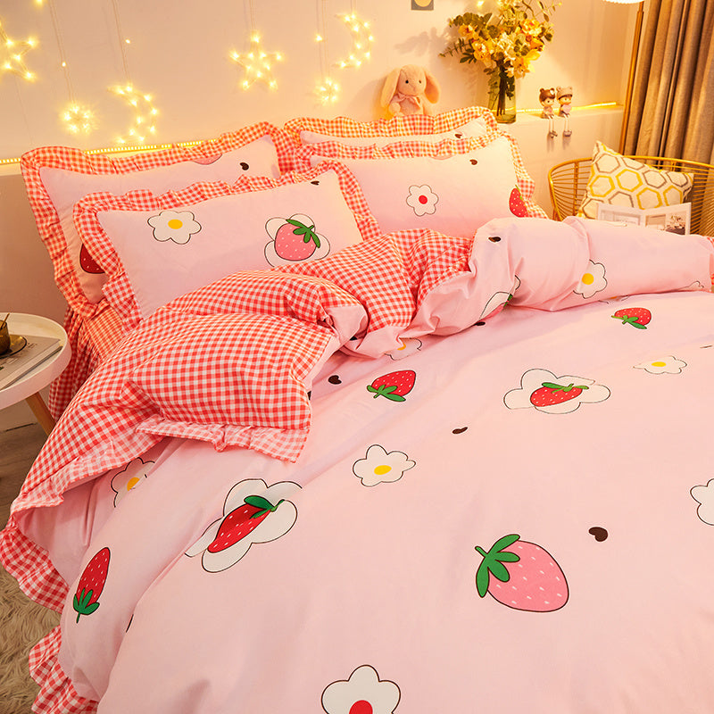 Dreaming Strawberry Kawaii Bedding Set without Bed Sheet-Kawaii Dream