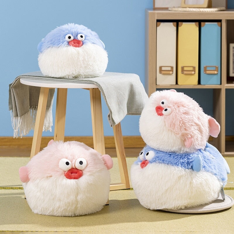 Fluffy Blue Pink Puffer Fish Plushie-Kawaii Dream