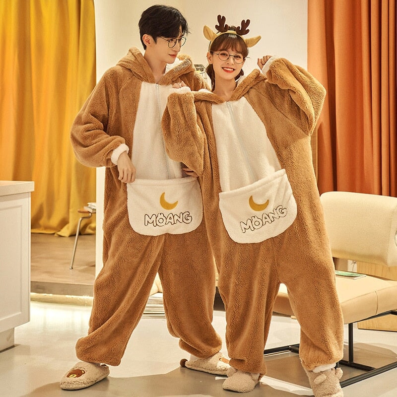 Fluffy Brown Bunny Adults Pyjama 1-Piece Set-Kawaii Dream