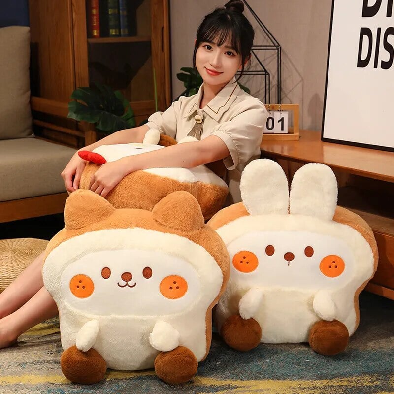 Fluffy Bunny Dog Chicken Toastie Bread Plushie-Kawaii Dream