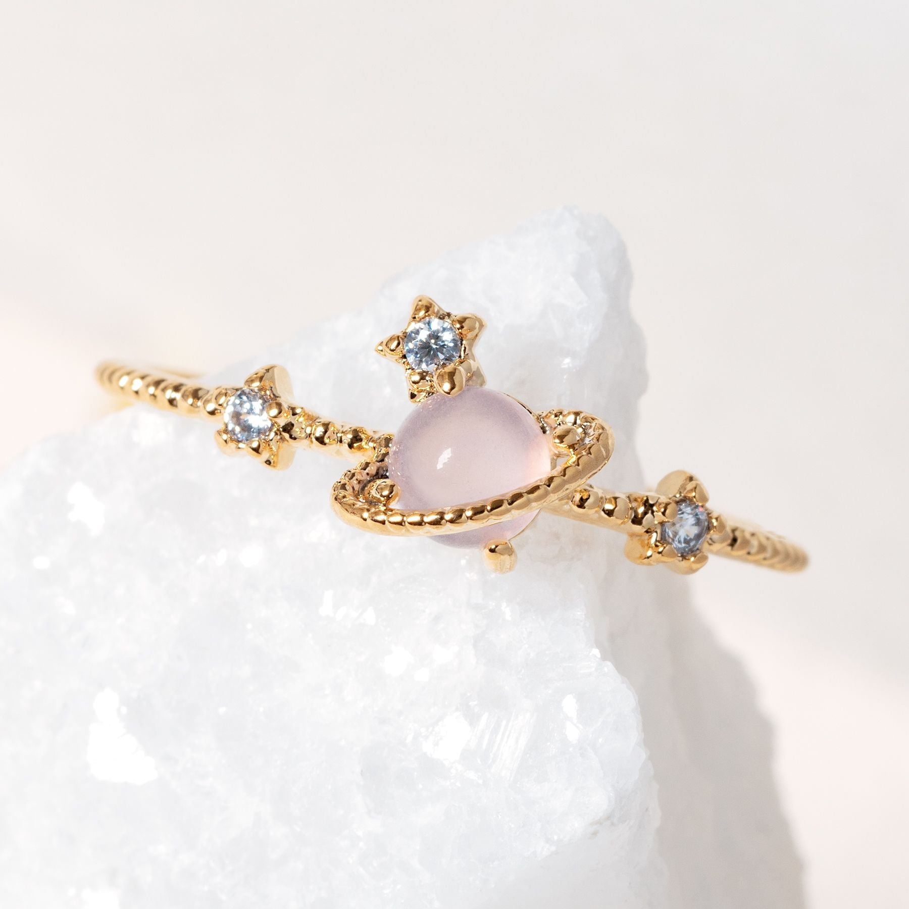 Galaxy Pink Planet Gold-plated Ring-Kawaii Dream