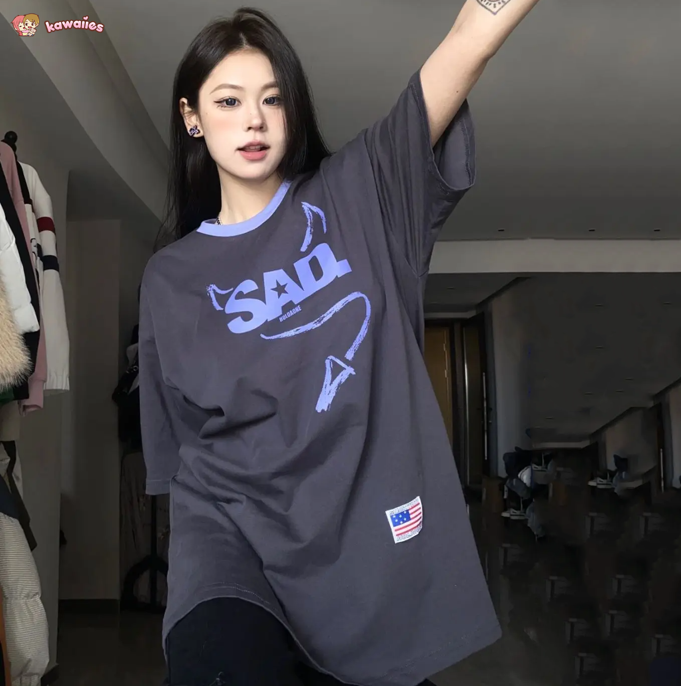 Gray Sad Devil Wings Women's Tee-Kawaii Dream