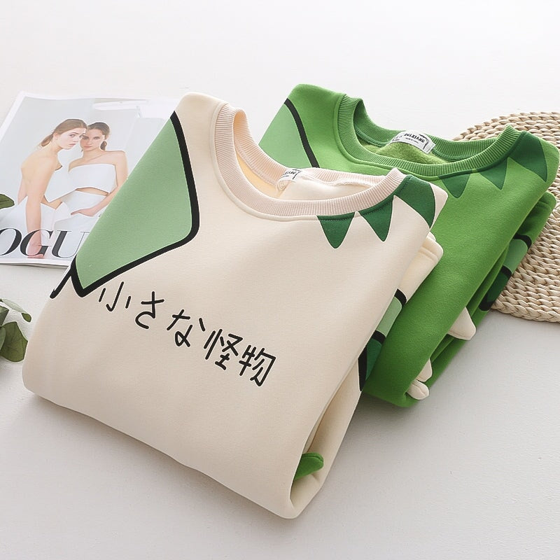 Green Dinosaur Long Sleeve Unisex Sweatshirts-Kawaii Dream