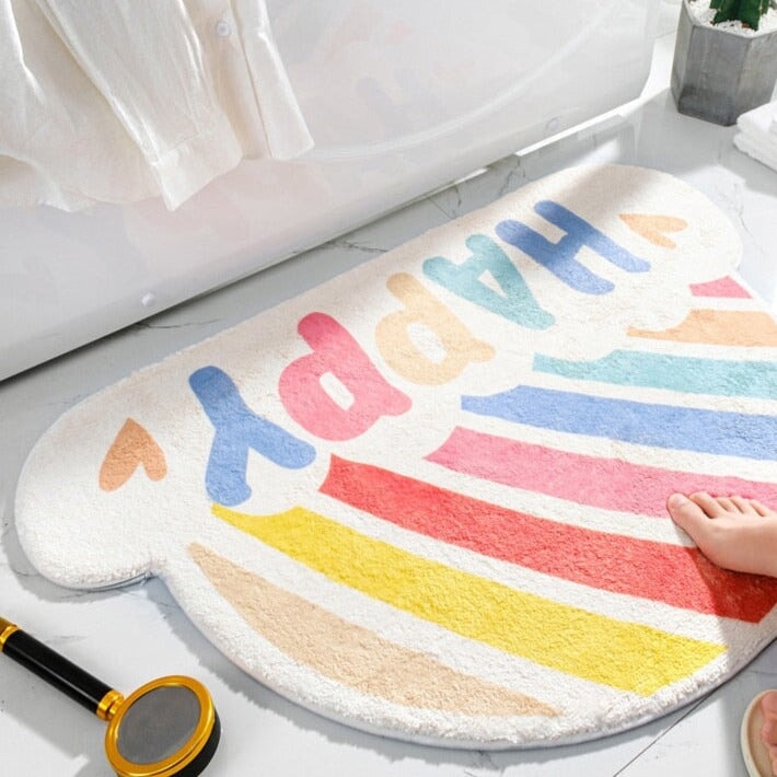 Happy Rainbow Cloud Non-Slip Bath Mat-Kawaii Dream