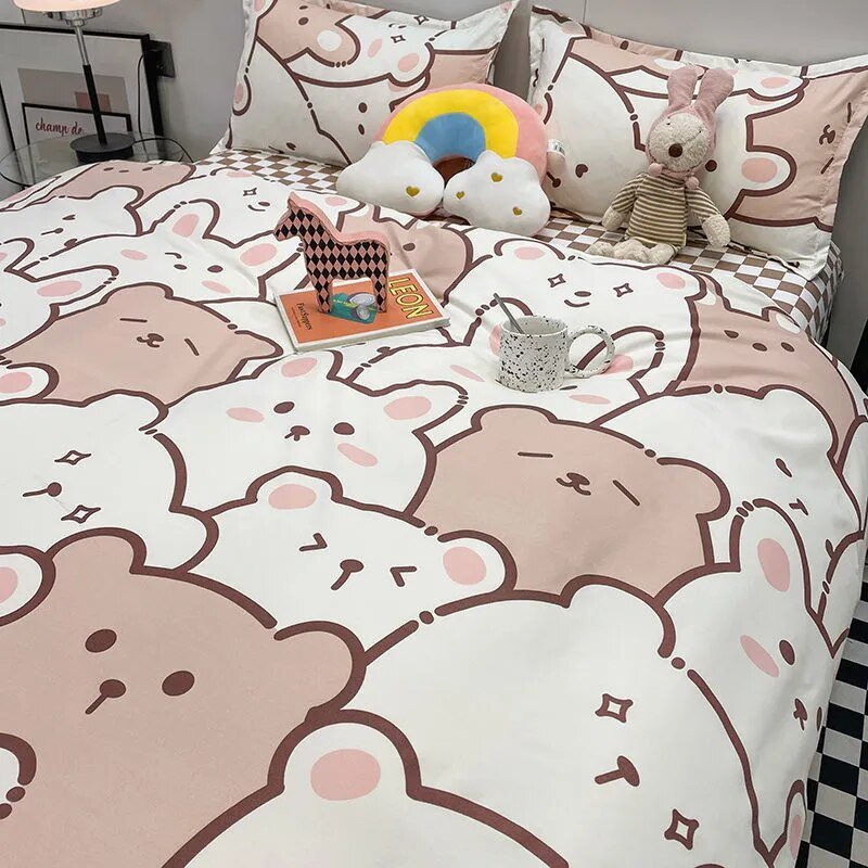 Hundreds of Kawaii Bear Bunny Bedding Set-Kawaii Dream