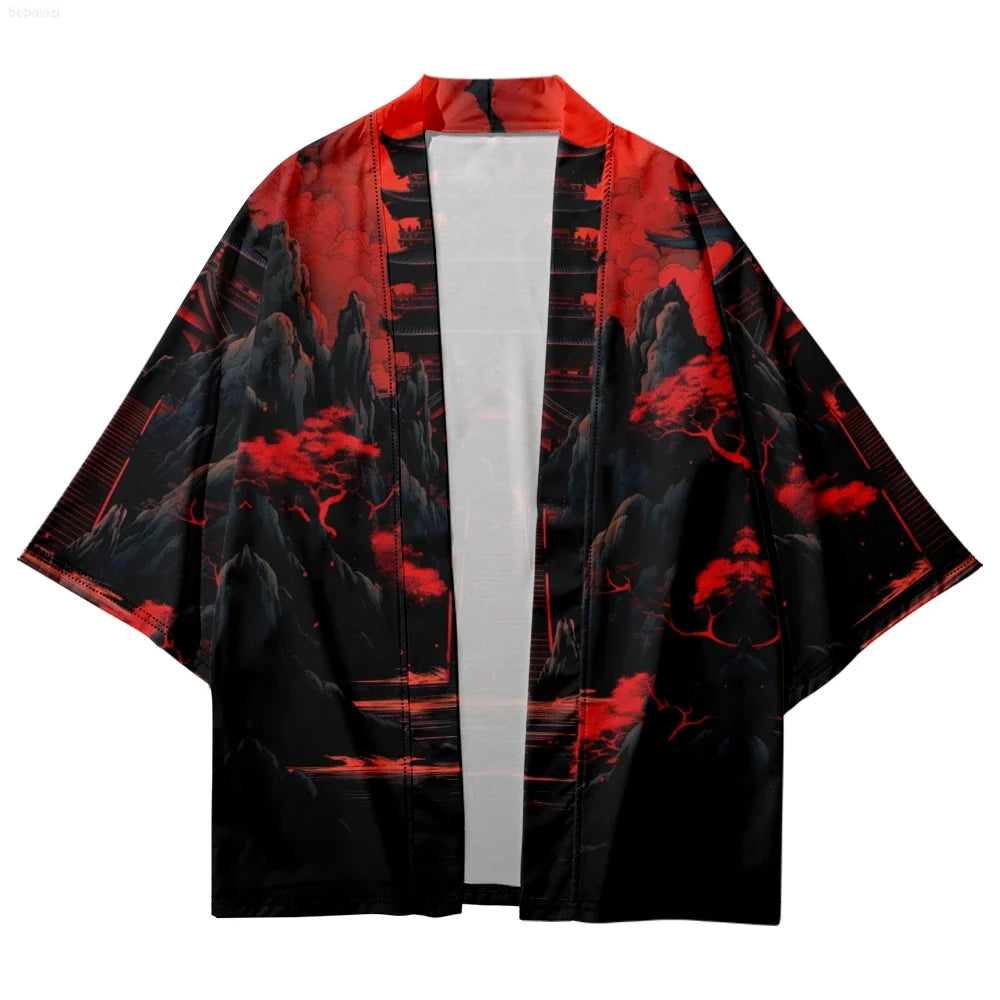 Japanes-themed Gloomy Path to Pagoda Unisex Kimono-Kawaii Dream