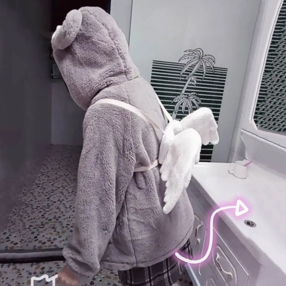 Japanese Cute Angel Wings Plush Mini Backpack-Kawaii Dream