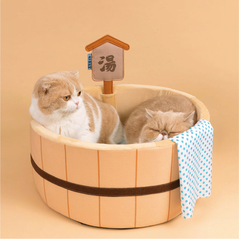 Japanese Plush Bathtub Basket Cat Dog Bed-Kawaii Dream