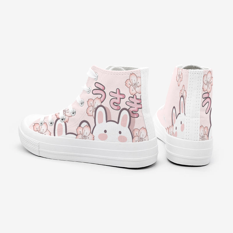 Japanese Sakura Bunny Pink Womens Sneakers Trainers-Kawaii Dream