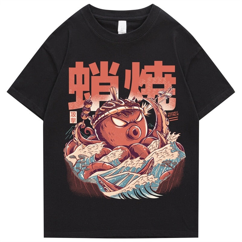 Japanese Takoyaki Octopus Wave Unisex Tee-Kawaii Dream