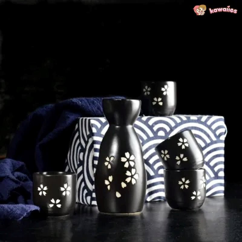 Japanese-theme Sakura Blossom Ceramic Sake Set 5-Piece Cup Collection 2-Kawaii Dream