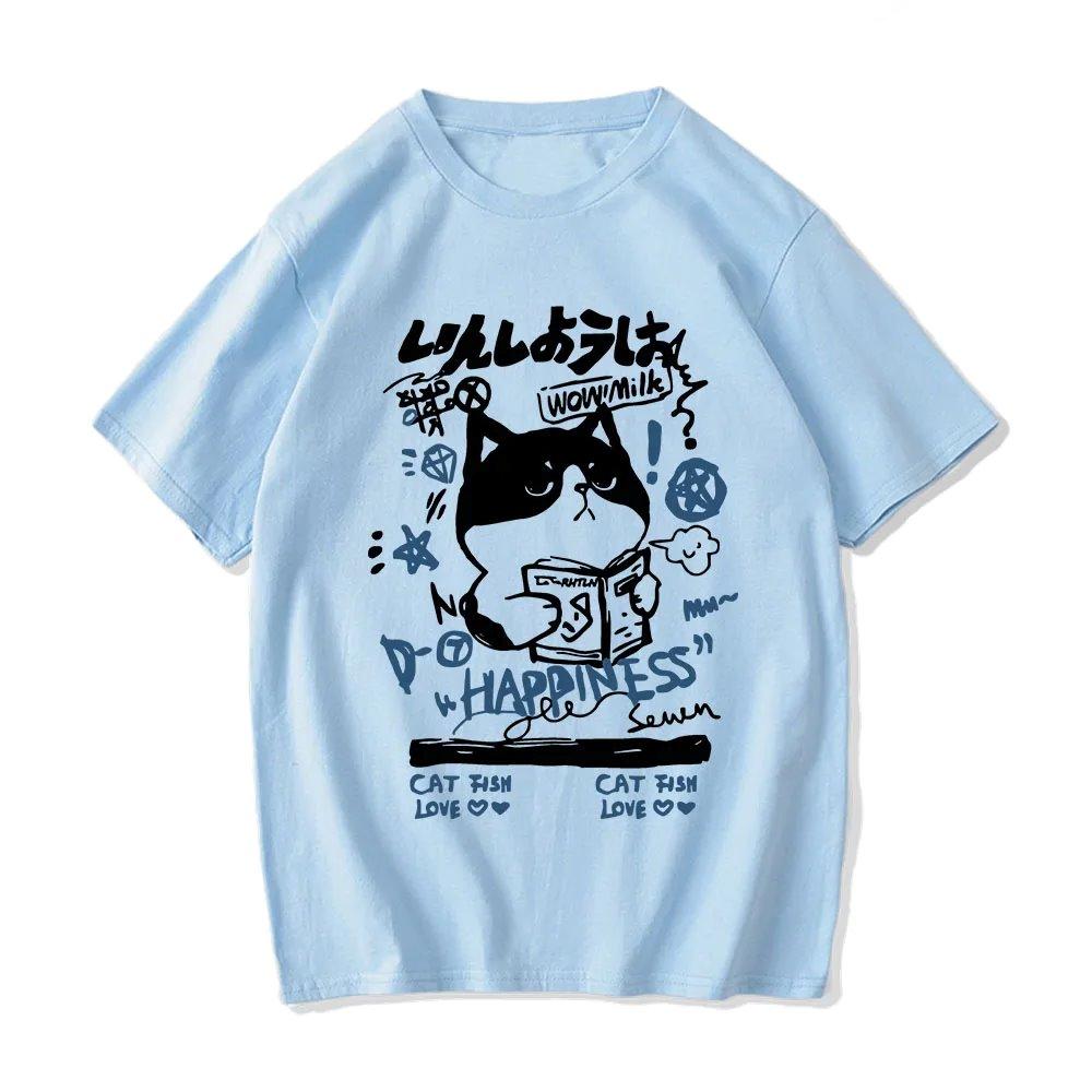 Japanese themed Cat Finding Happiness Unisex Tee-Kawaii Dream