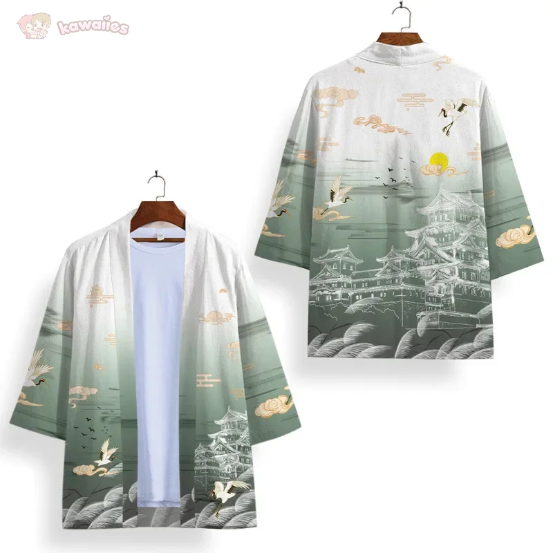 Japanese-themed Crane Shiro Bamboo Unisex Kimonos-Kawaii Dream