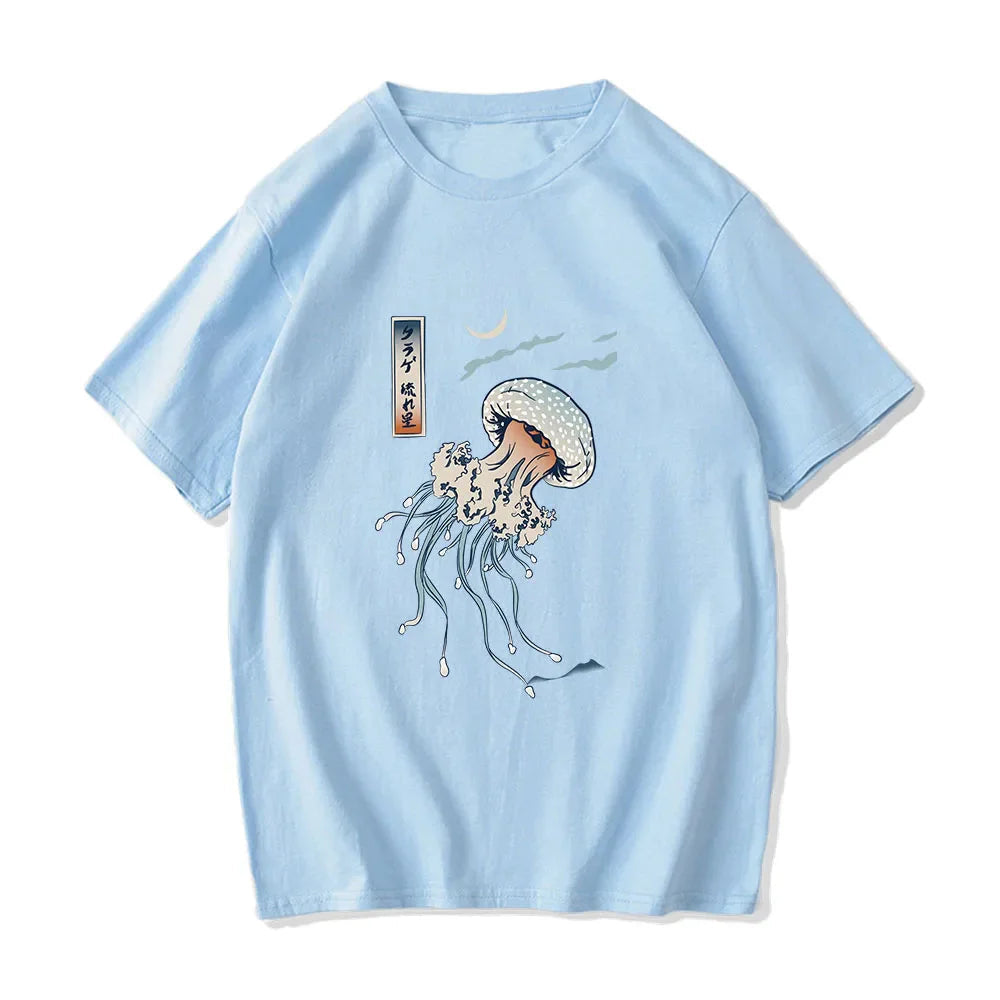 Japanese-themed Floating Jellyfish Unisex Tee-Kawaii Dream