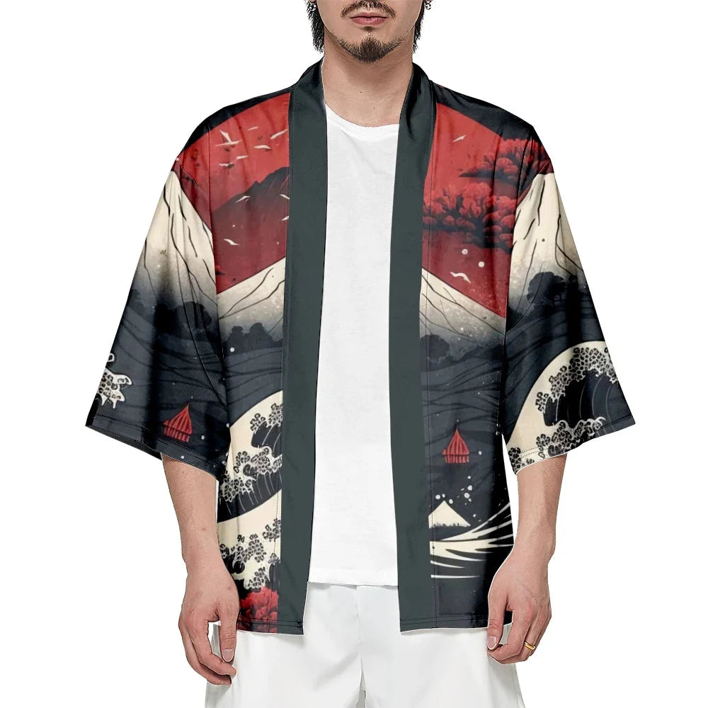 Japanese-themed Great Wave off Kanagawa Unisex Kimonos-Kawaii Dream