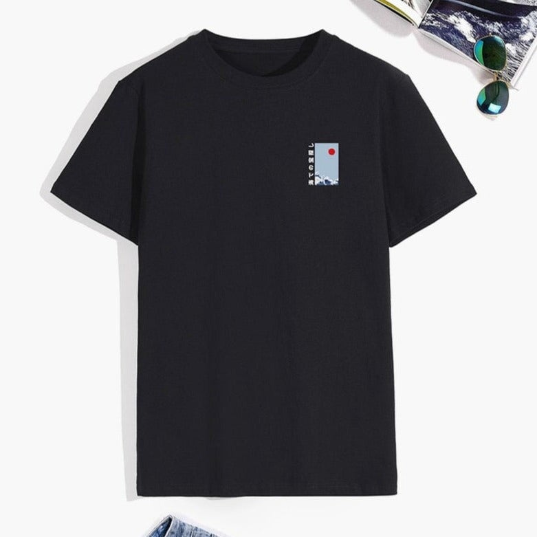 Japanese-themed Wave Red Sun Kanji Unisex Tee-Kawaii Dream