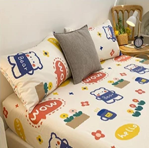 Kawaii Blue Bear Fitted Bed Sheet-Kawaii Dream