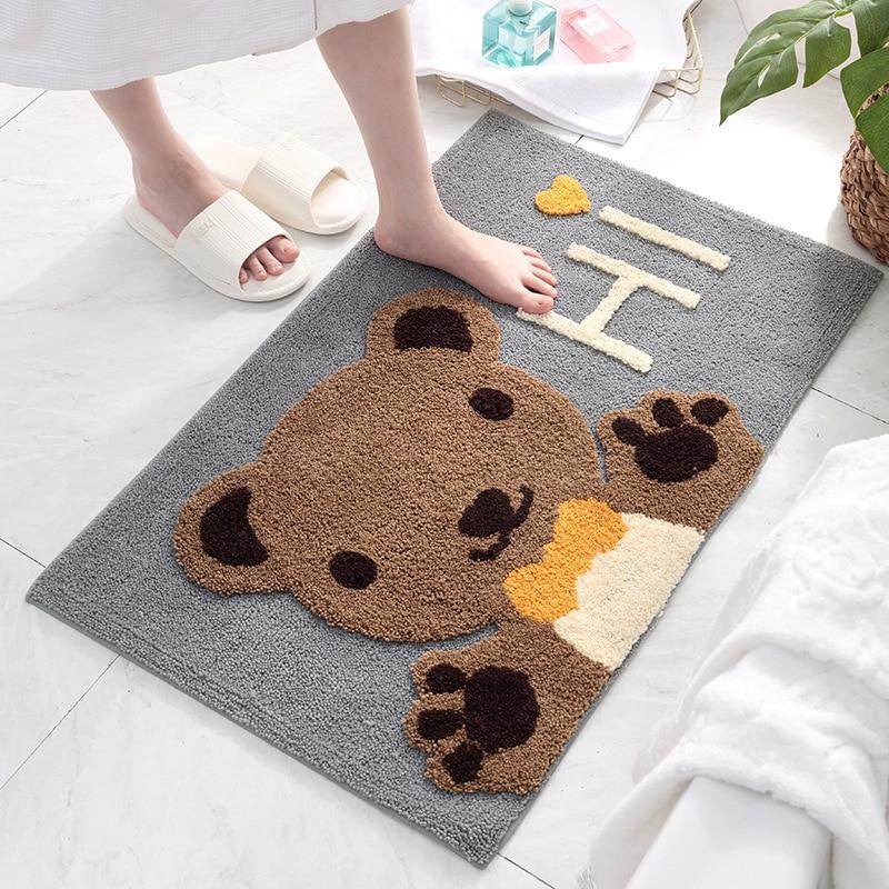 Kawaii Brown Paw Bear Bathroom Mat-Kawaii Dream