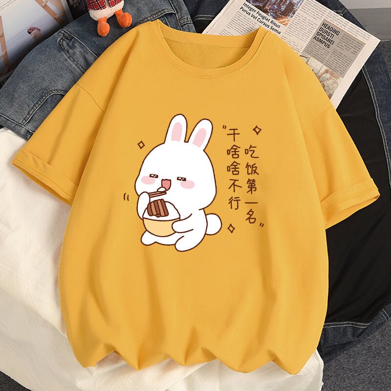 Kawaii Bunny Eating Cotton Women's Tee-Kawaii Dream