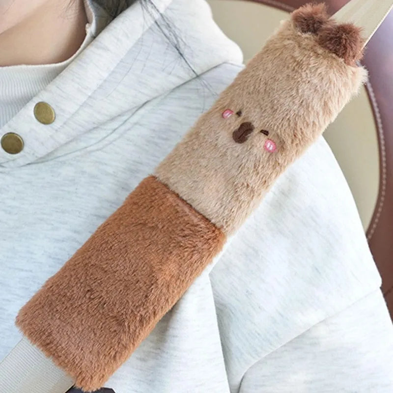 Kawaii Capybara Plush Car Seat Belt Cover Shoulder Strap Accessory-Kawaii Dream