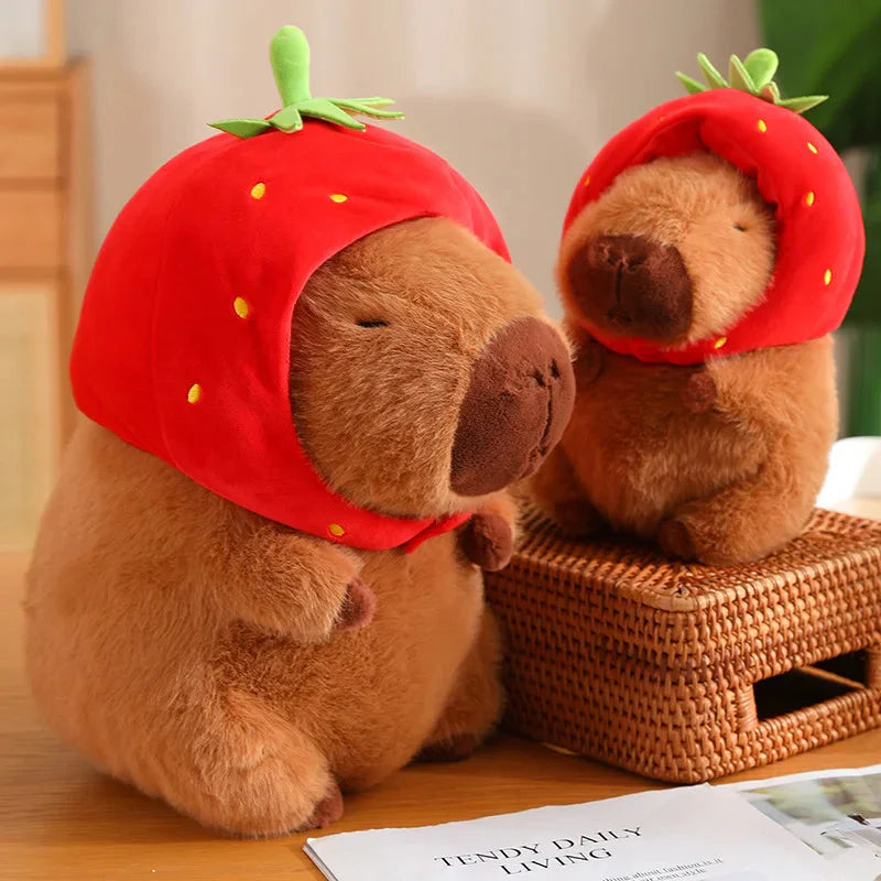 Kawaii Capybara with Strawberry Hat Plushie-Kawaii Dream