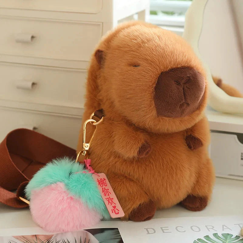 Kawaii Fluffy Capybara Plushies with Strap-Kawaii Dream