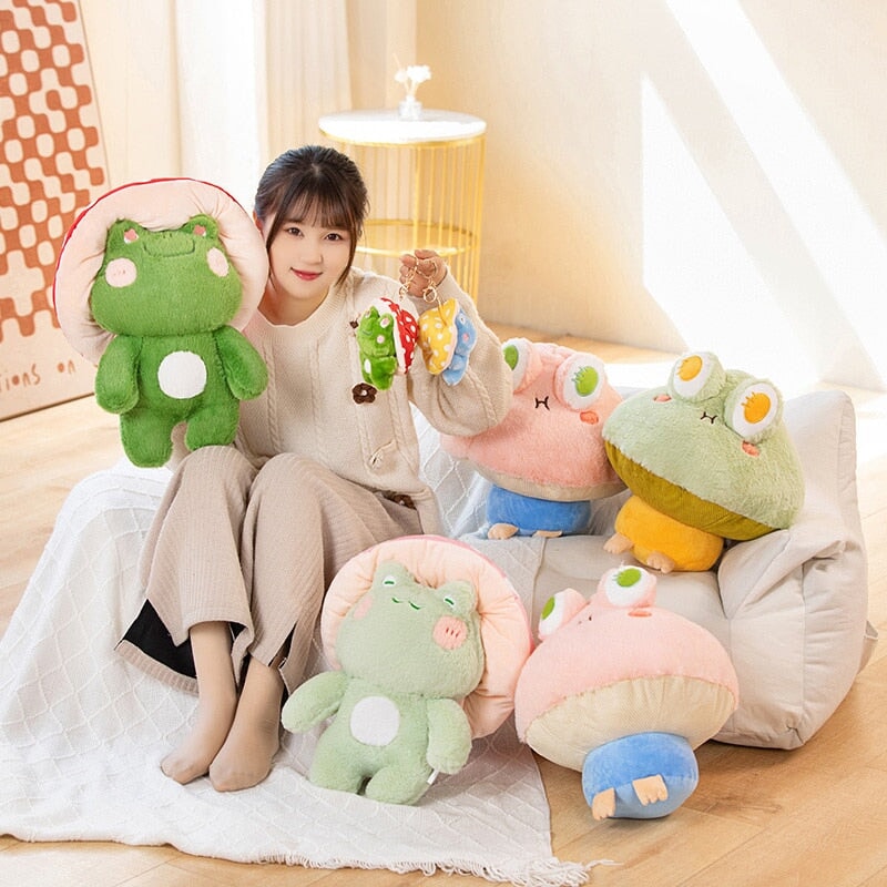 Kawaii Fluffy Mushroom Frog Family Plushies-Kawaii Dream