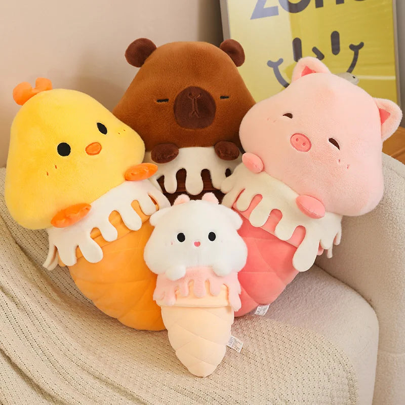 Kawaii Ice Cream Pig Capybara Chick Sheep Plushie-Kawaii Dream