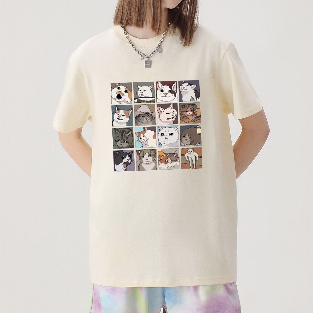 Kawaii Illustrated Cats Meme V3 Unisex Tee Top-Kawaii Dream