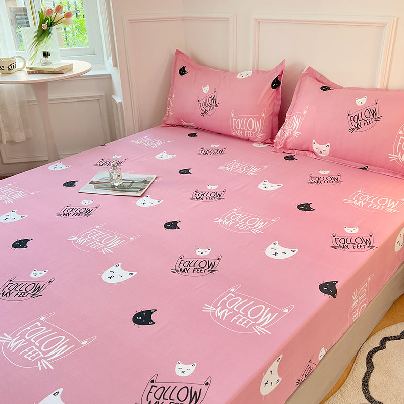 Kawaii Pink Cat Print Bedsheet Only-Kawaii Dream