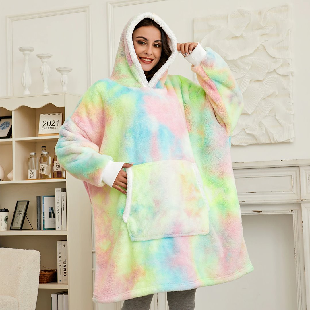 Kawaii Rainbow Oversized Thick Blanket Hoodie-Kawaii Dream
