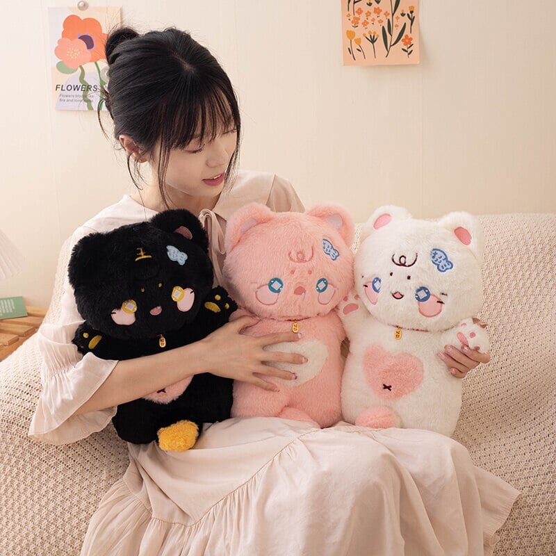 Kawaii Starry Fluffy Cat Heart Plushies-Kawaii Dream