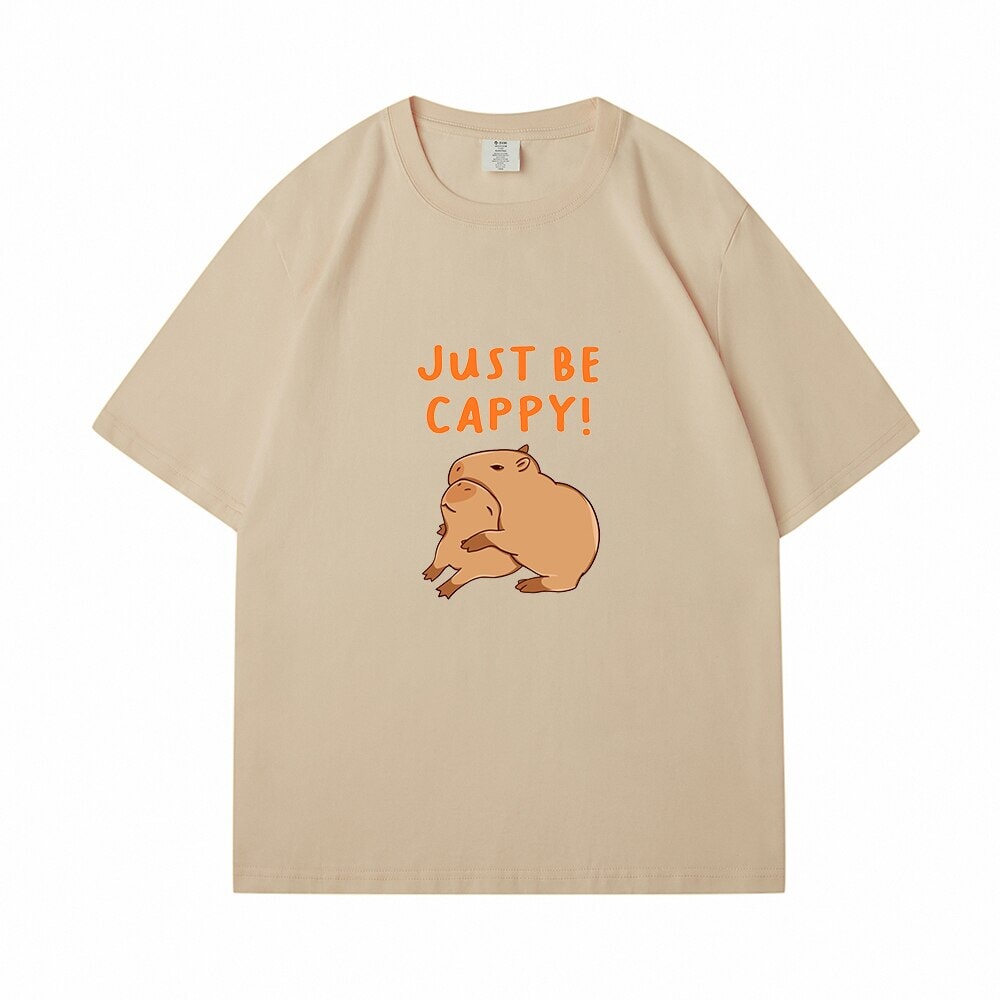 Kawaii Two Capybara 'Just Be Cappy!' Unisex Cotton Tee Top-Kawaii Dream