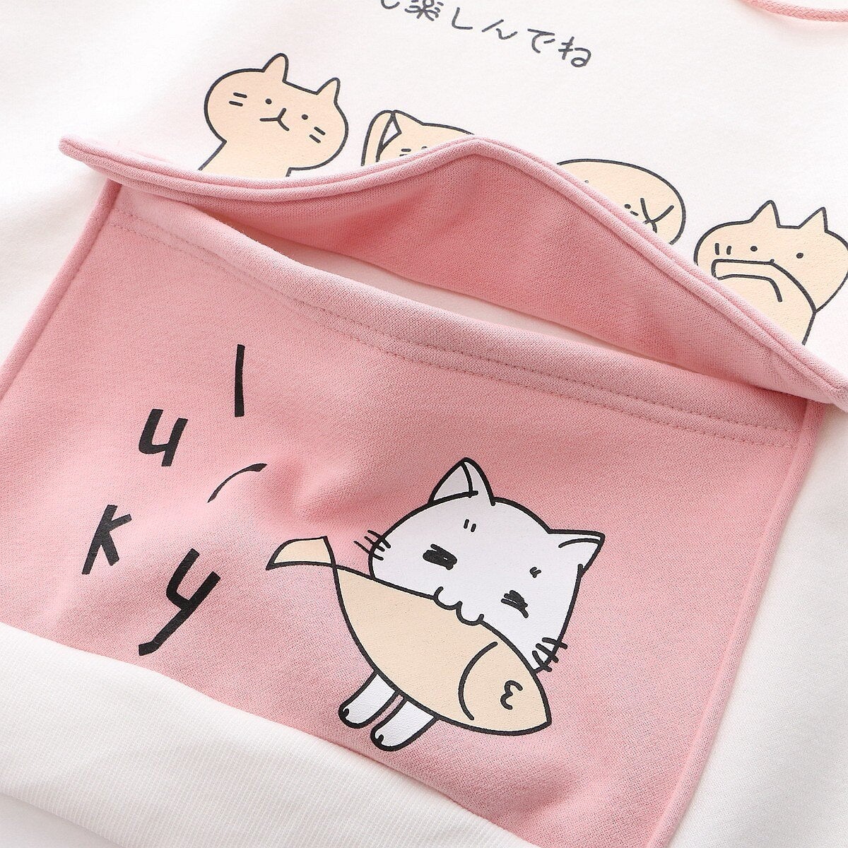 Kawaii Two-Tone Cute Cats Part-Cotton Hoodie-Kawaii Dream