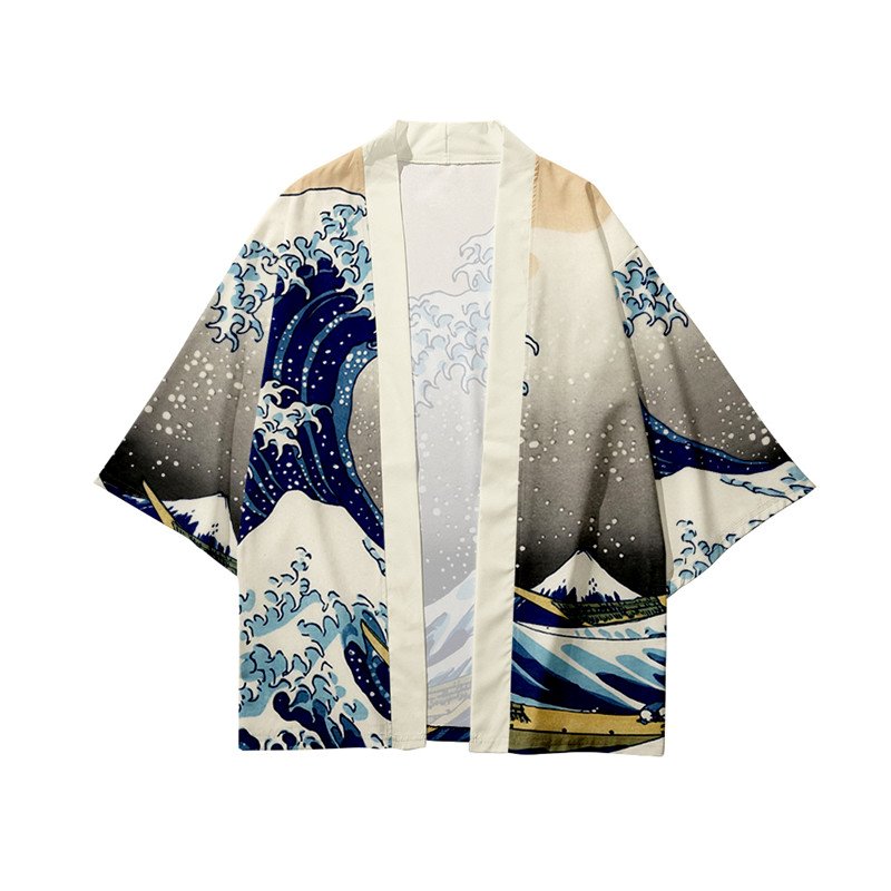 Kimono Japanese Great Wave and Mighty Koi-Kawaii Dream